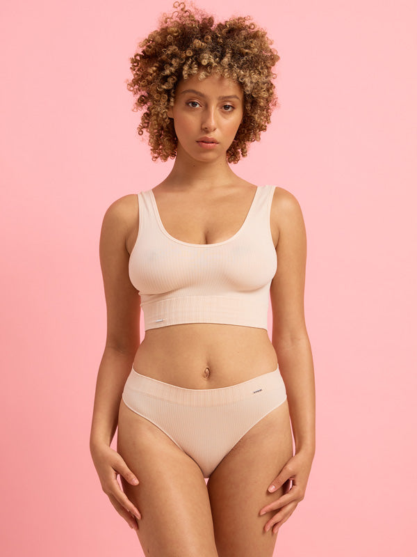 Taupe Ribbed Seamfree Brazilian