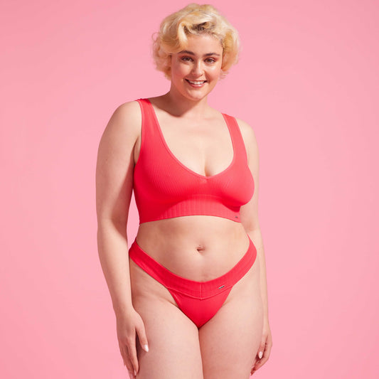 Coral Ribbed Seamfree Bright G-string