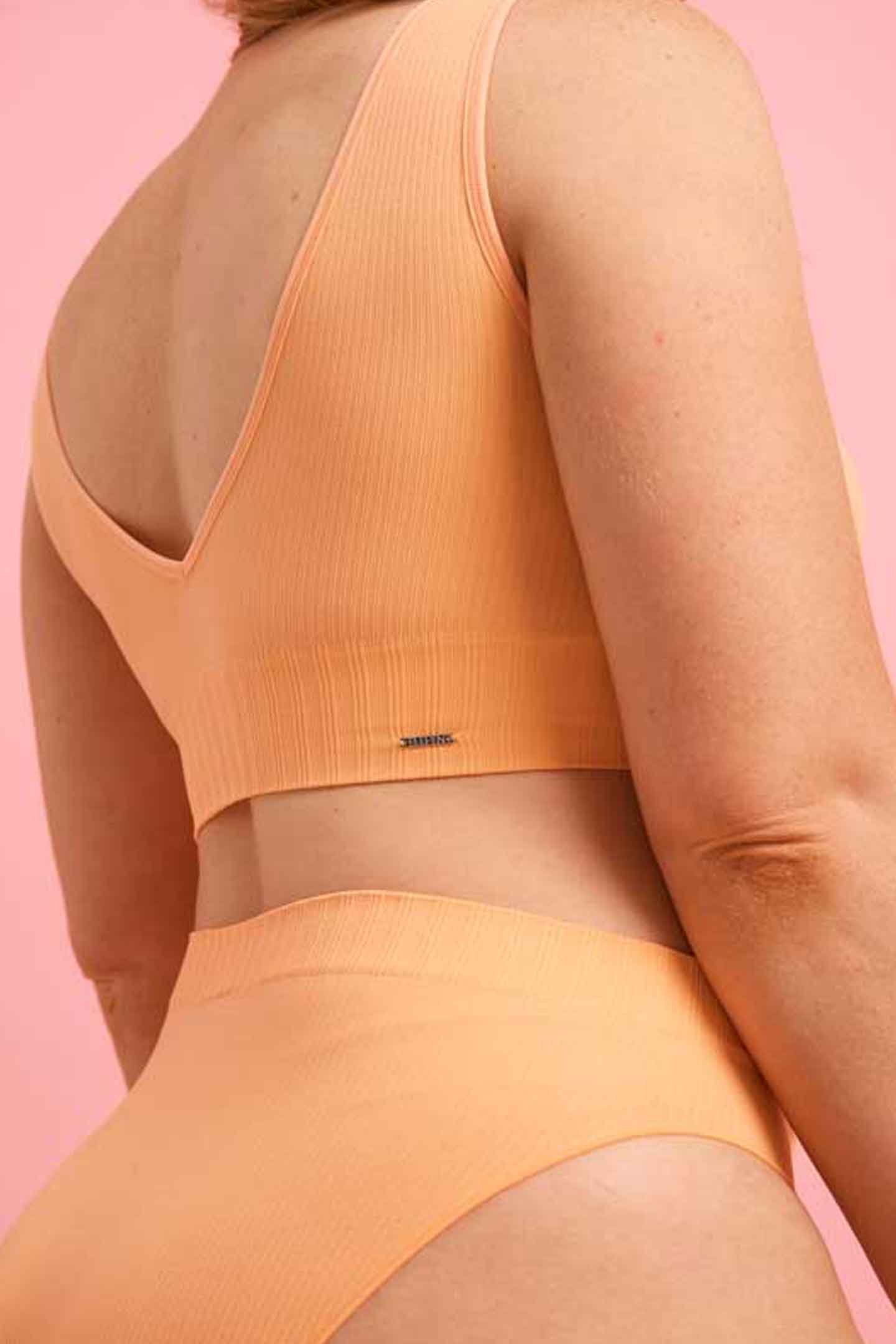 Tangerine Ribbed Seamfree Reversible Crop Top