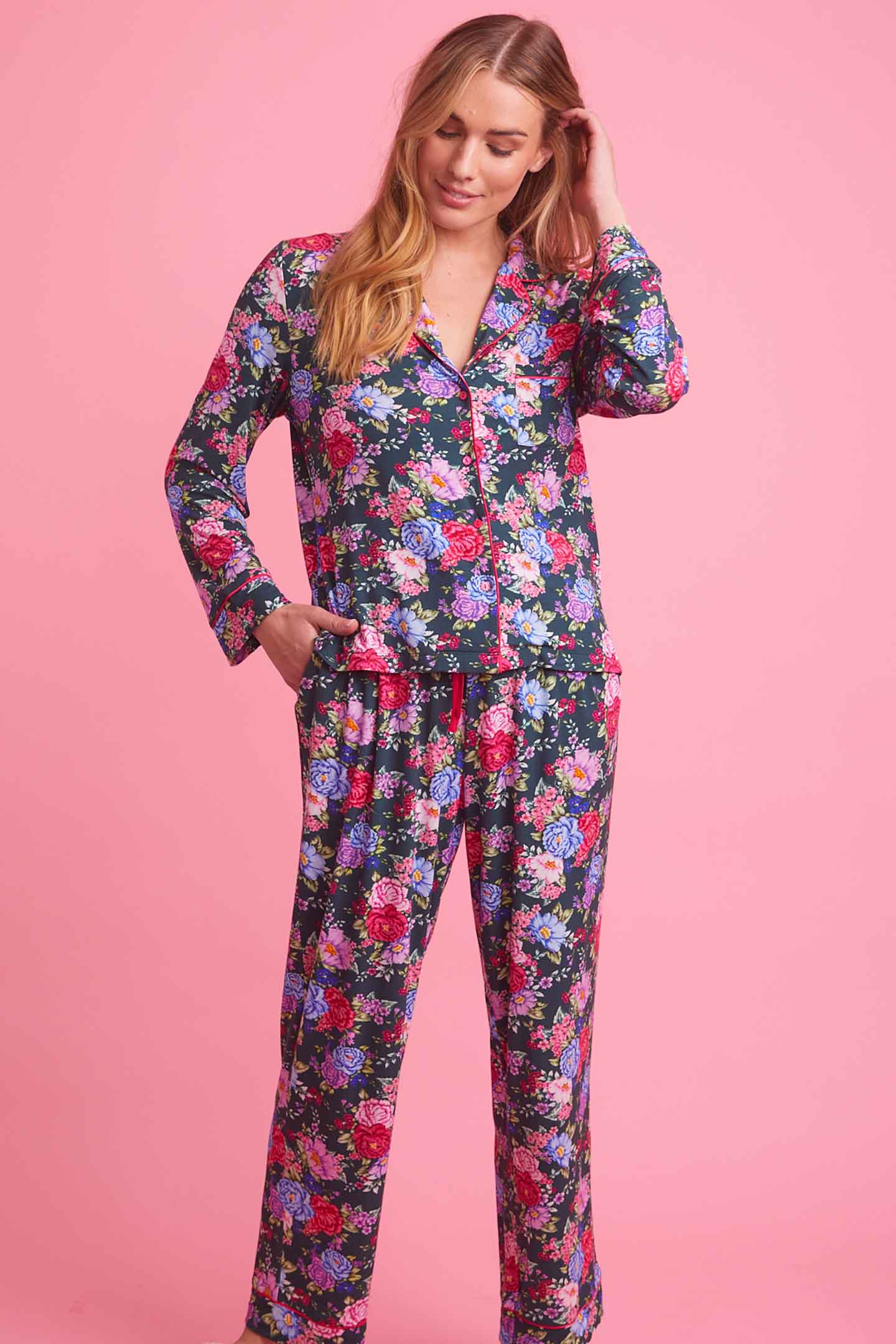 Emerald Floral Long Sleeve Pyjama Set
