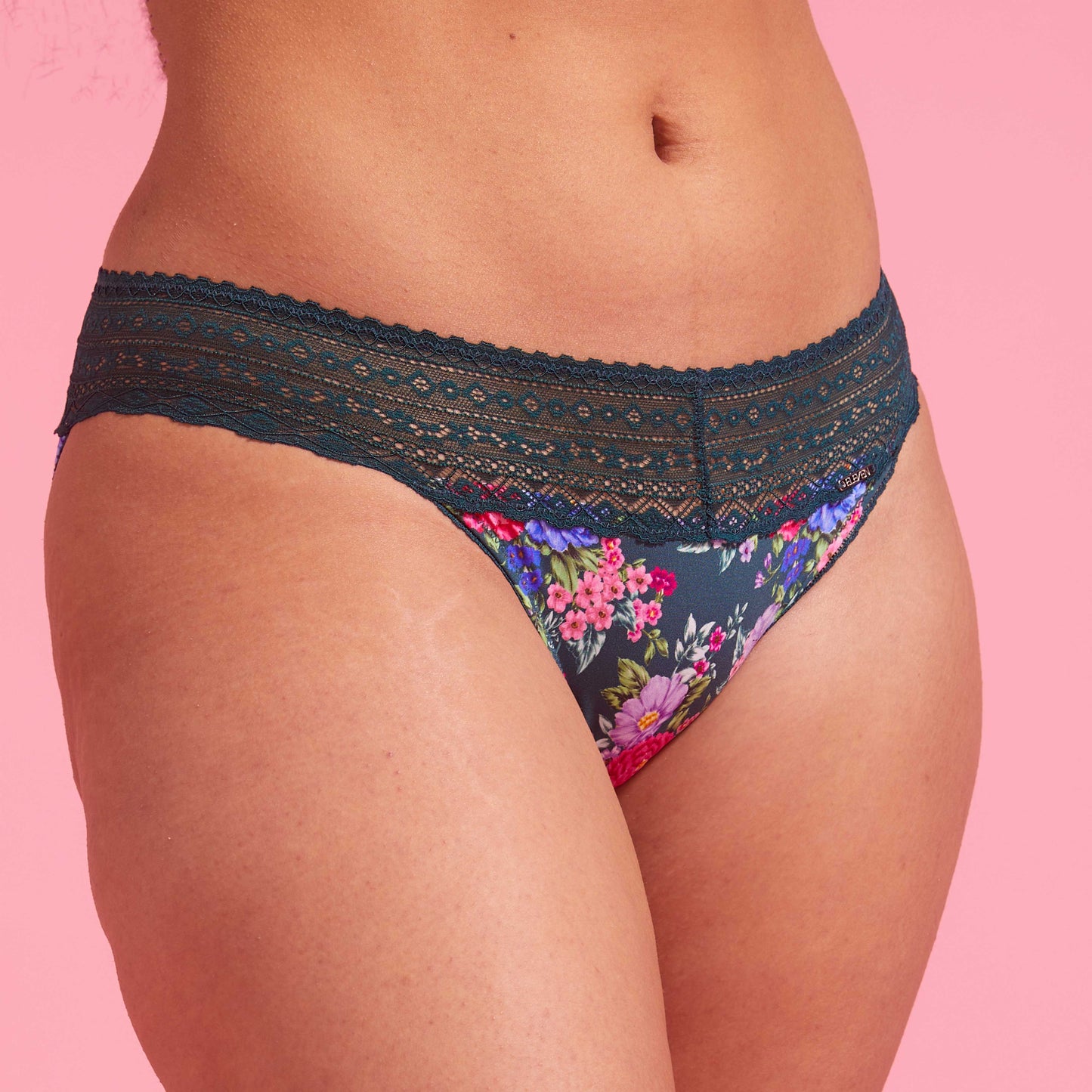 Emerald Green Floral Microfibre & Lace Bikini