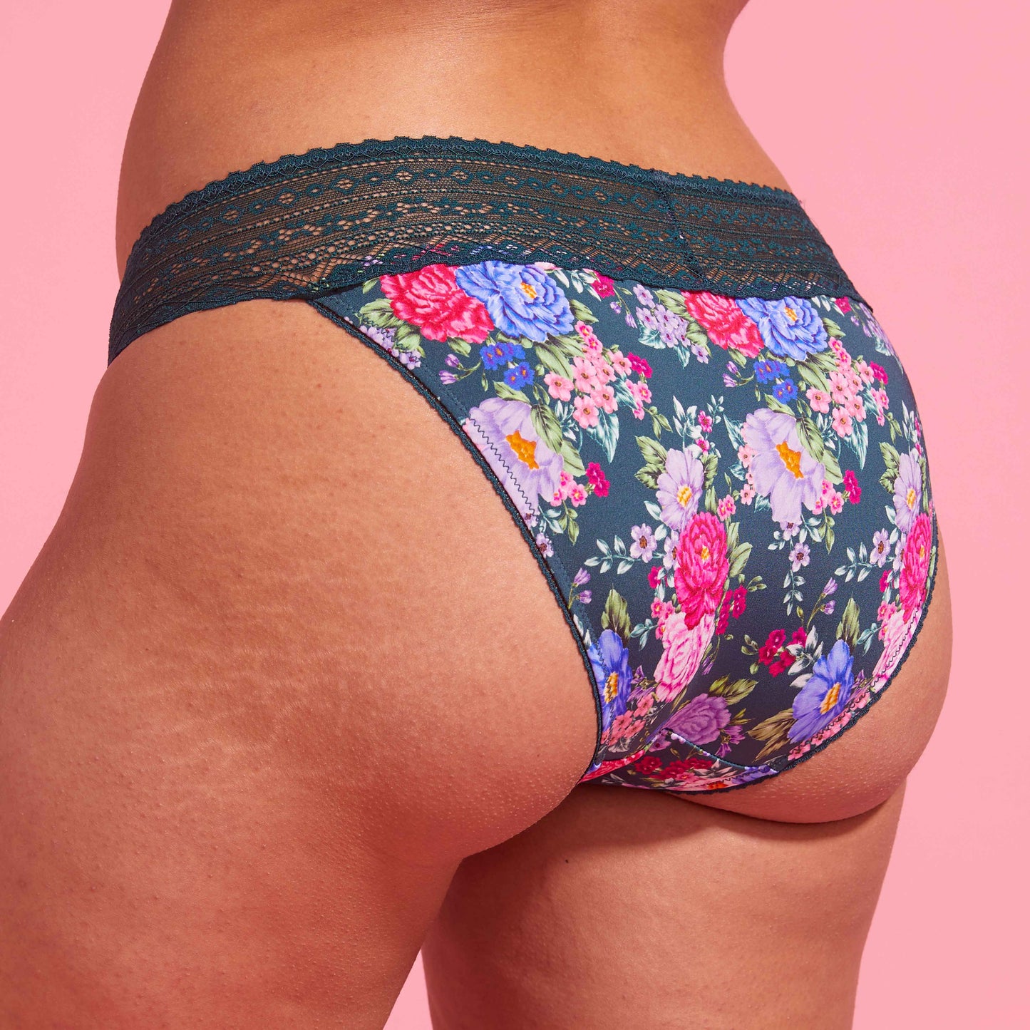 Emerald Green Floral Microfibre & Lace Bikini