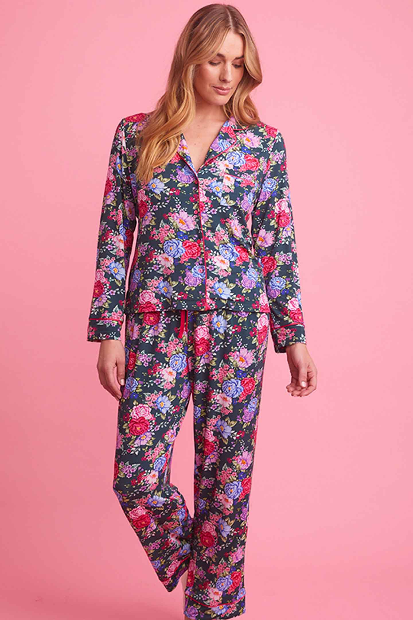 Emerald Floral Long Sleeve Pyjama Set