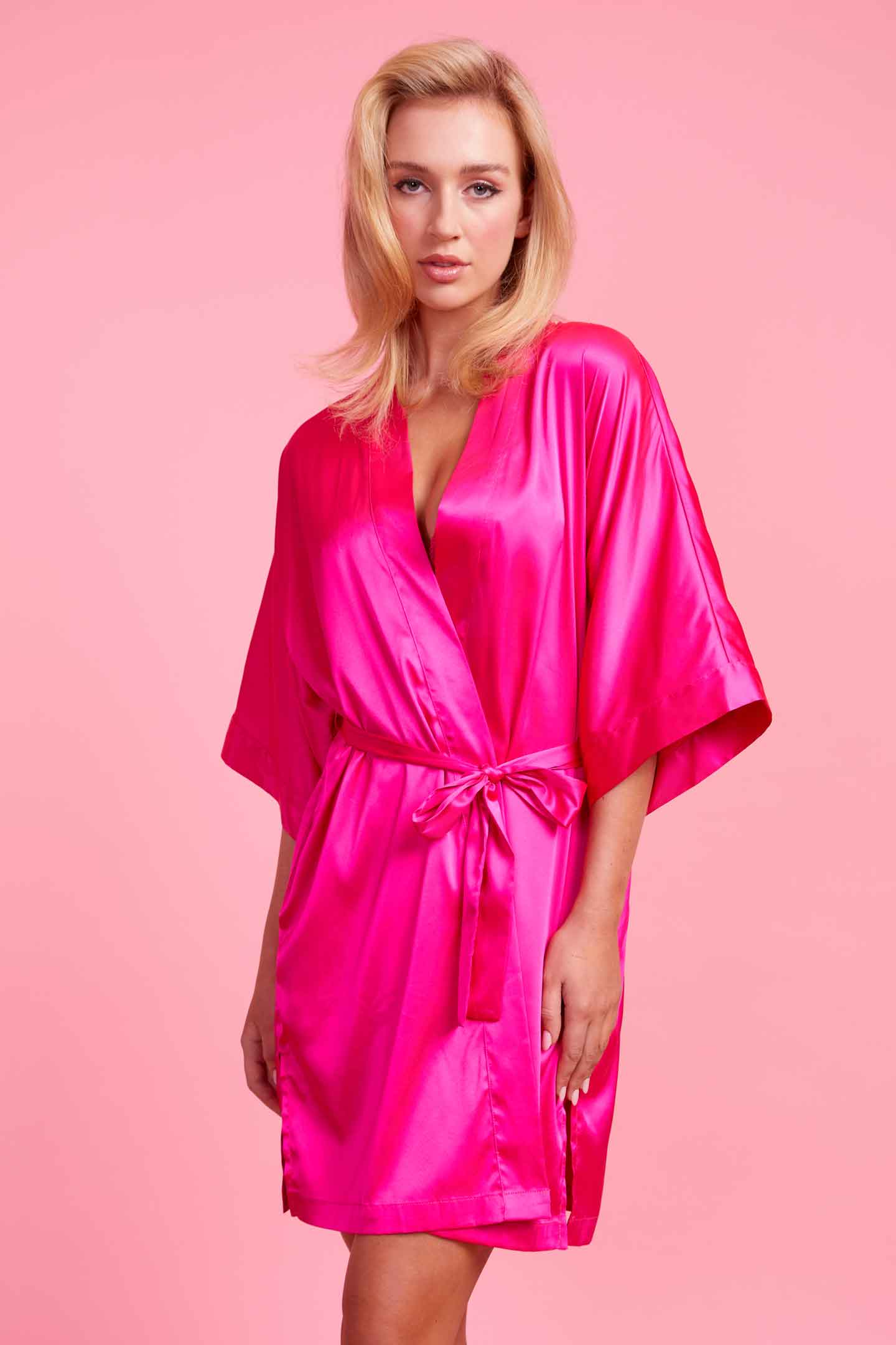 Vixen Fuchsia Satin Robe