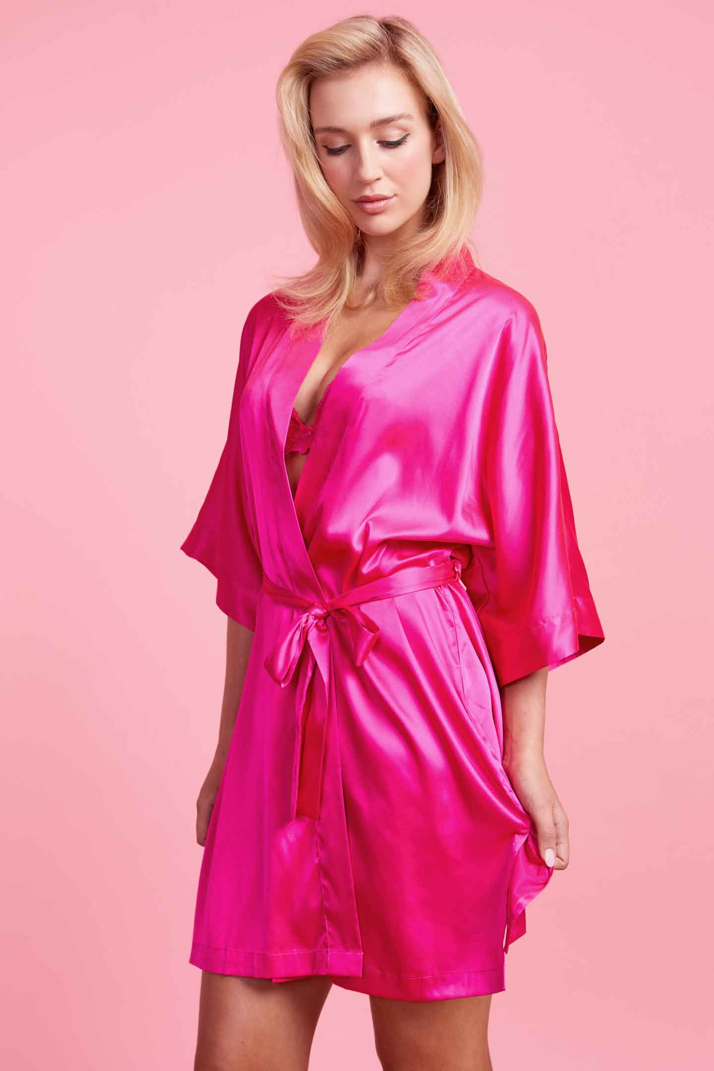 Vixen Fuchsia Satin Robe