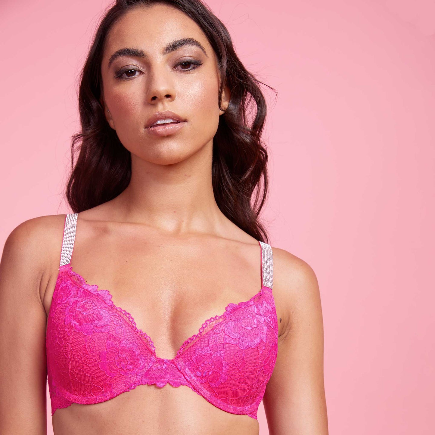 Vixen Fuchsia Lace Demi Cup Bra