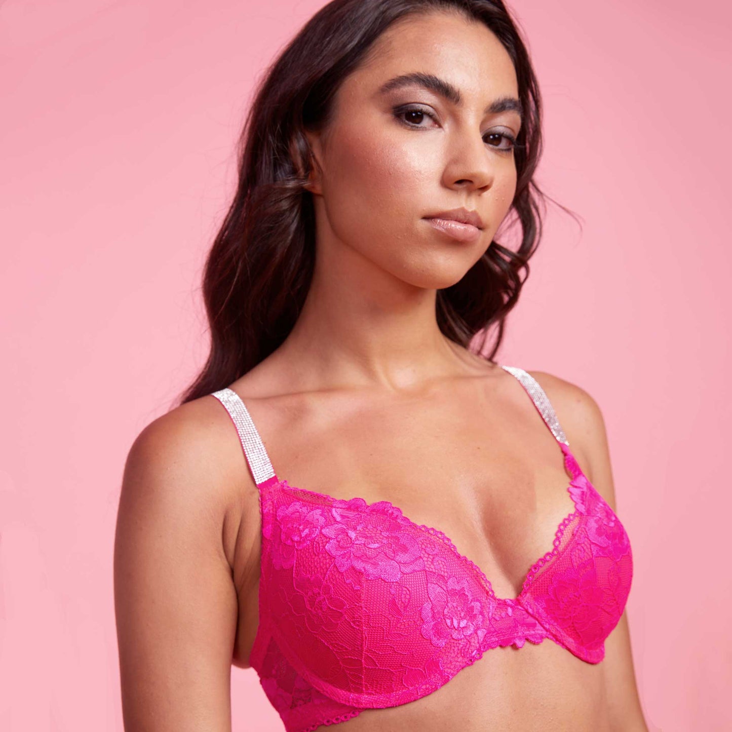 Vixen Fuchsia Lace Demi Cup Bra
