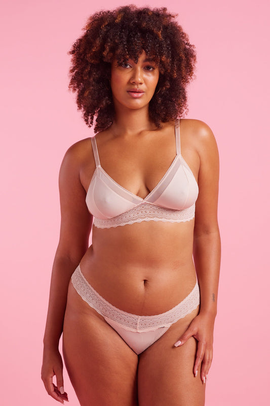 Luxe Microfibre & Lace Taupe G-string Set