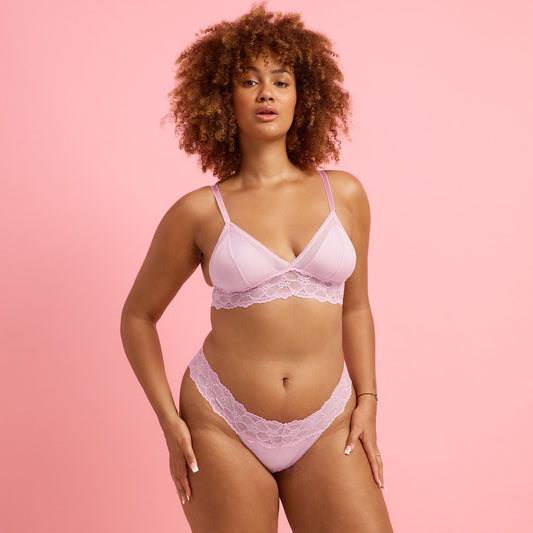 Luxe Orchid Microfibre & Lace G-string