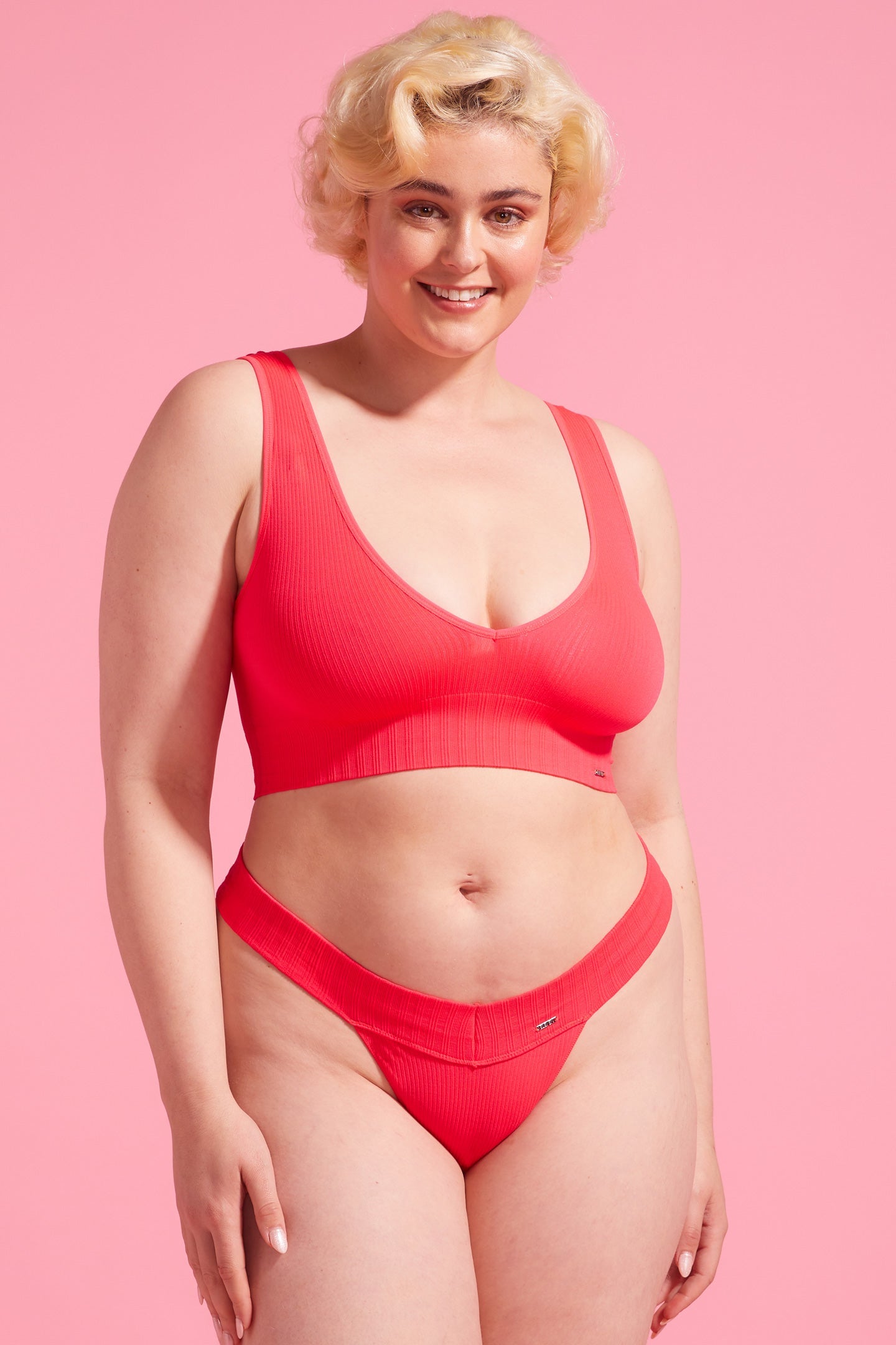 Coral  Ribbed Seamfree G String Set