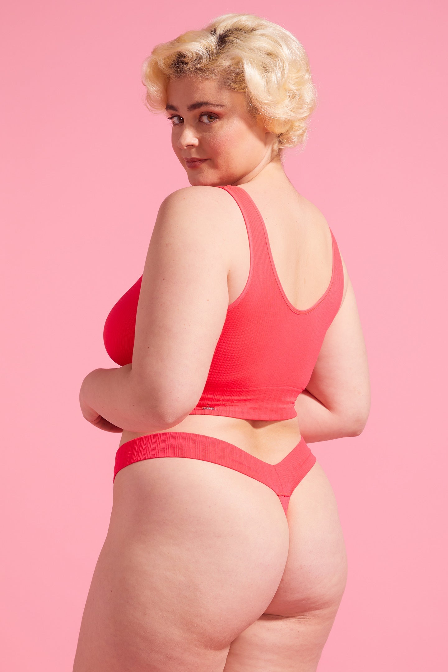 Coral  Ribbed Seamfree G String Set