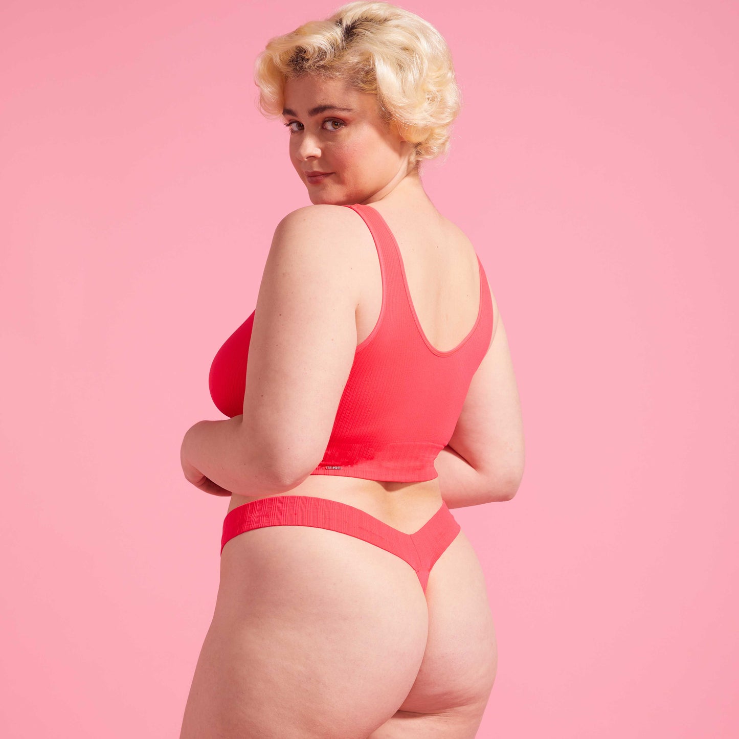 Coral Ribbed Seamfree Bright G-string