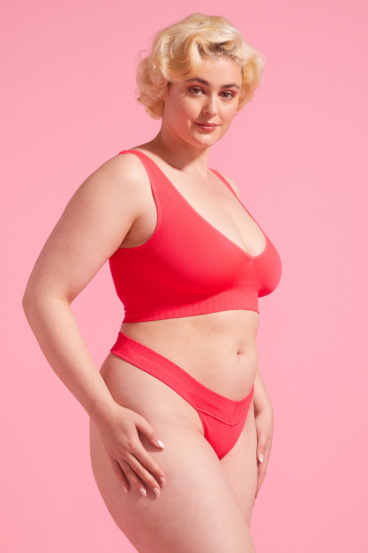 Coral  Ribbed Seamfree G String Set