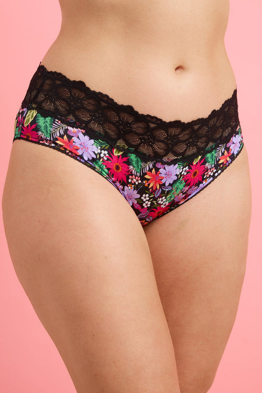 Tropical Floral Microfibre & Lace Boyleg