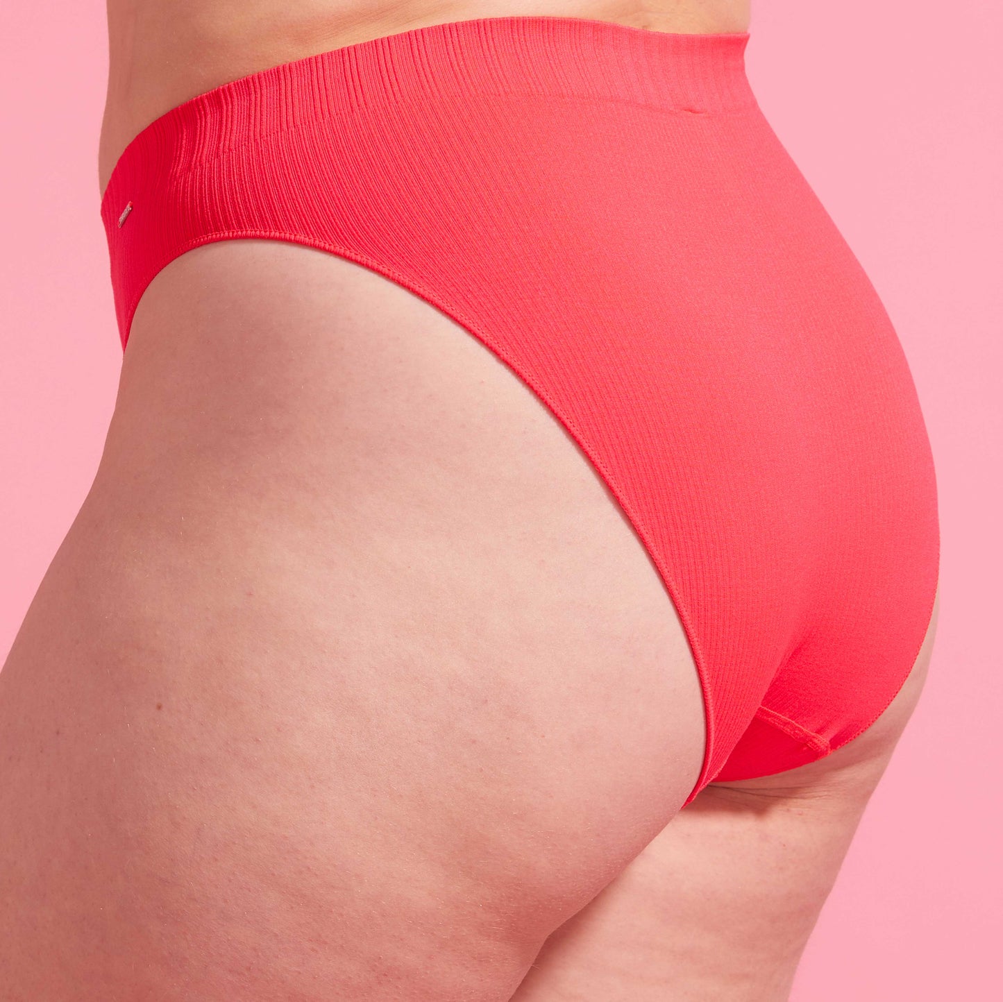 Coral Ribbed Seamfree Bright High Leg Bikini