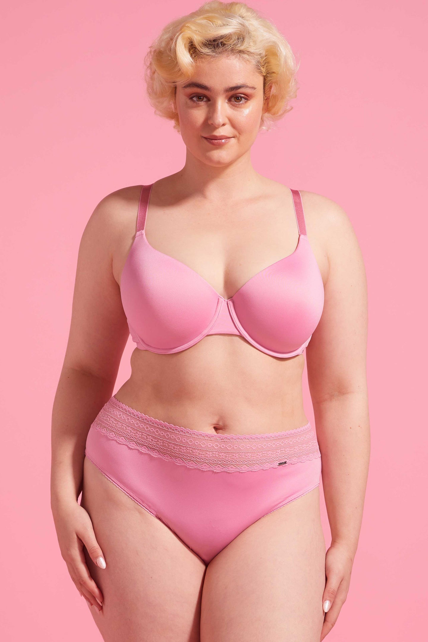 Orchid Smoke Microfibre & Lace High Leg Bikini Set