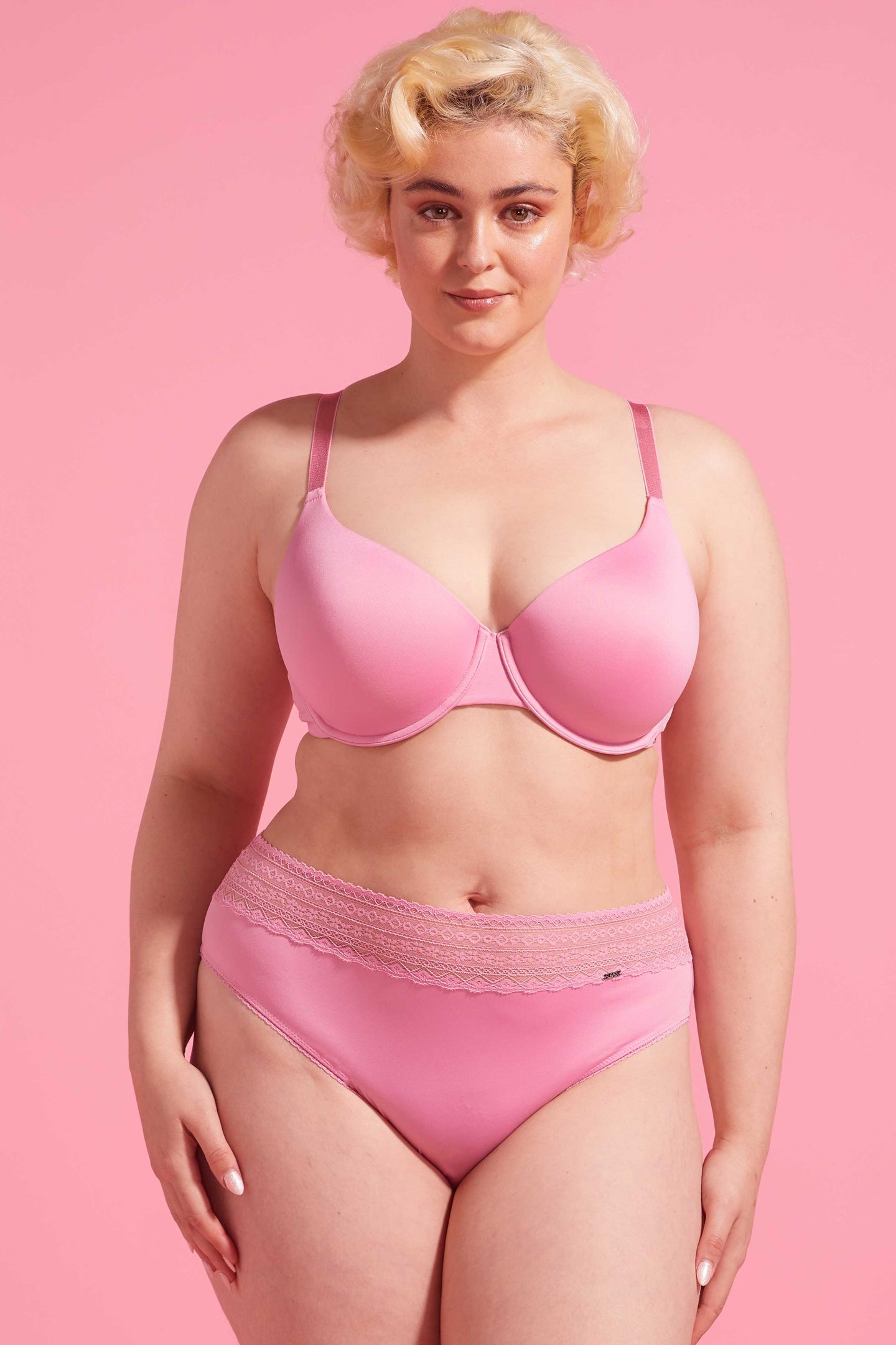 Orchid Smoke Microfibre & Lace High Leg Bikini