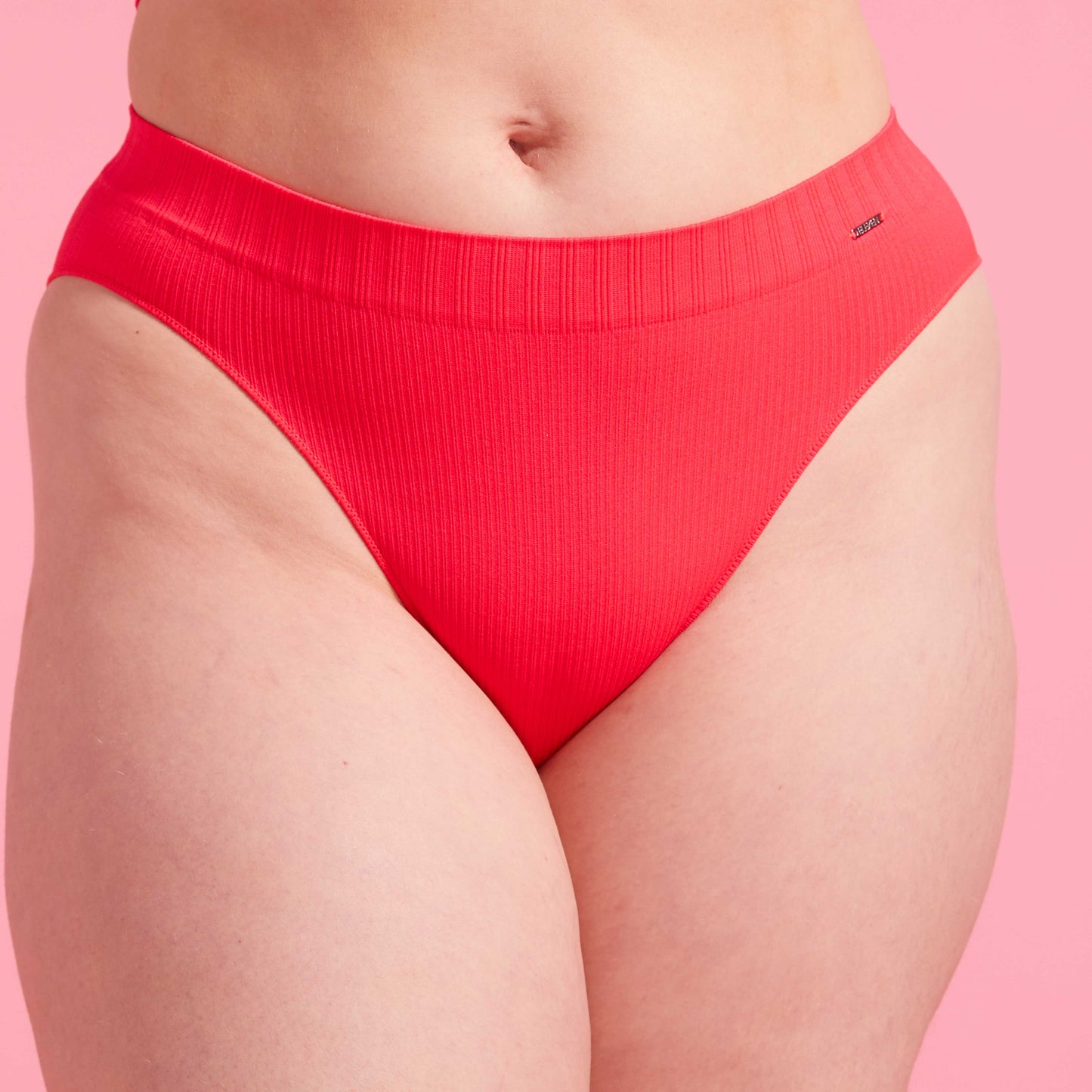 Coral Ribbed Seamfree Bright High Leg Bikini