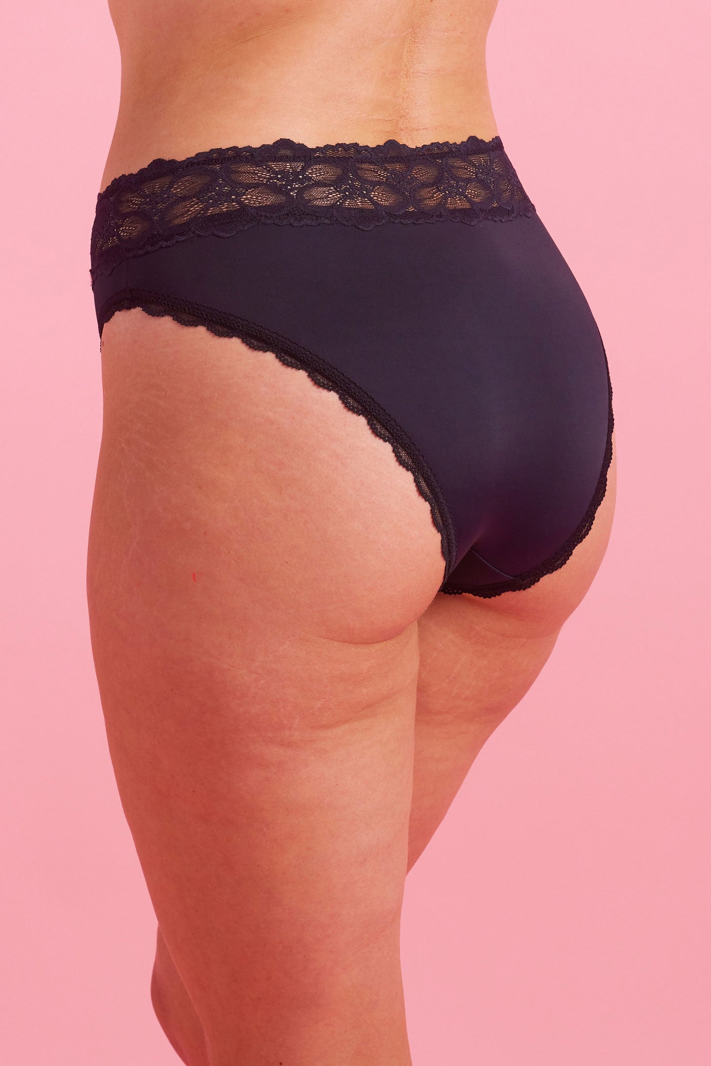 Black Microfibre & Lace High Leg Bikini