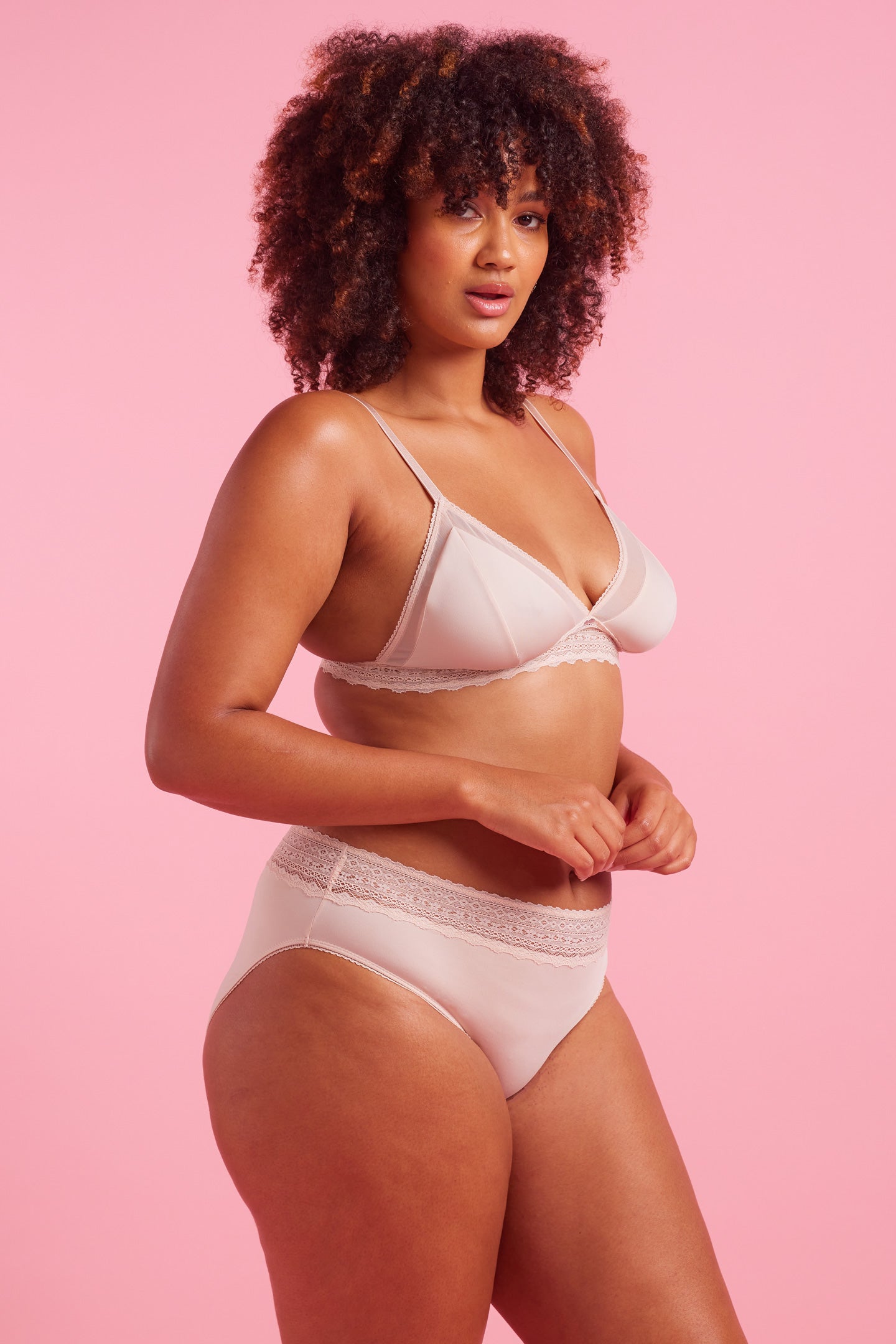Luxe Microfibre & Lace Taupe High Leg Bikini Set