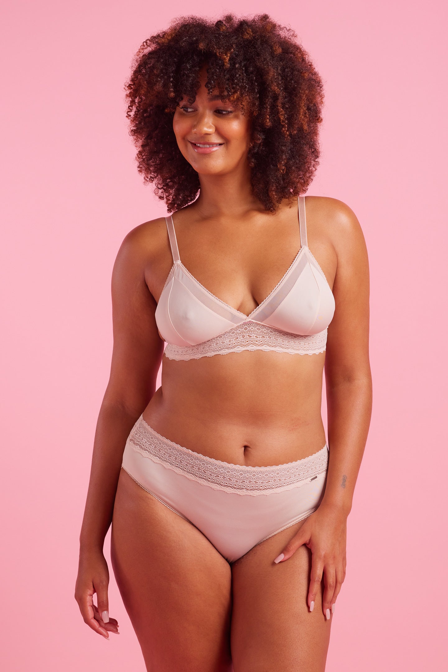 Luxe Microfibre & Lace Taupe High Leg Bikini