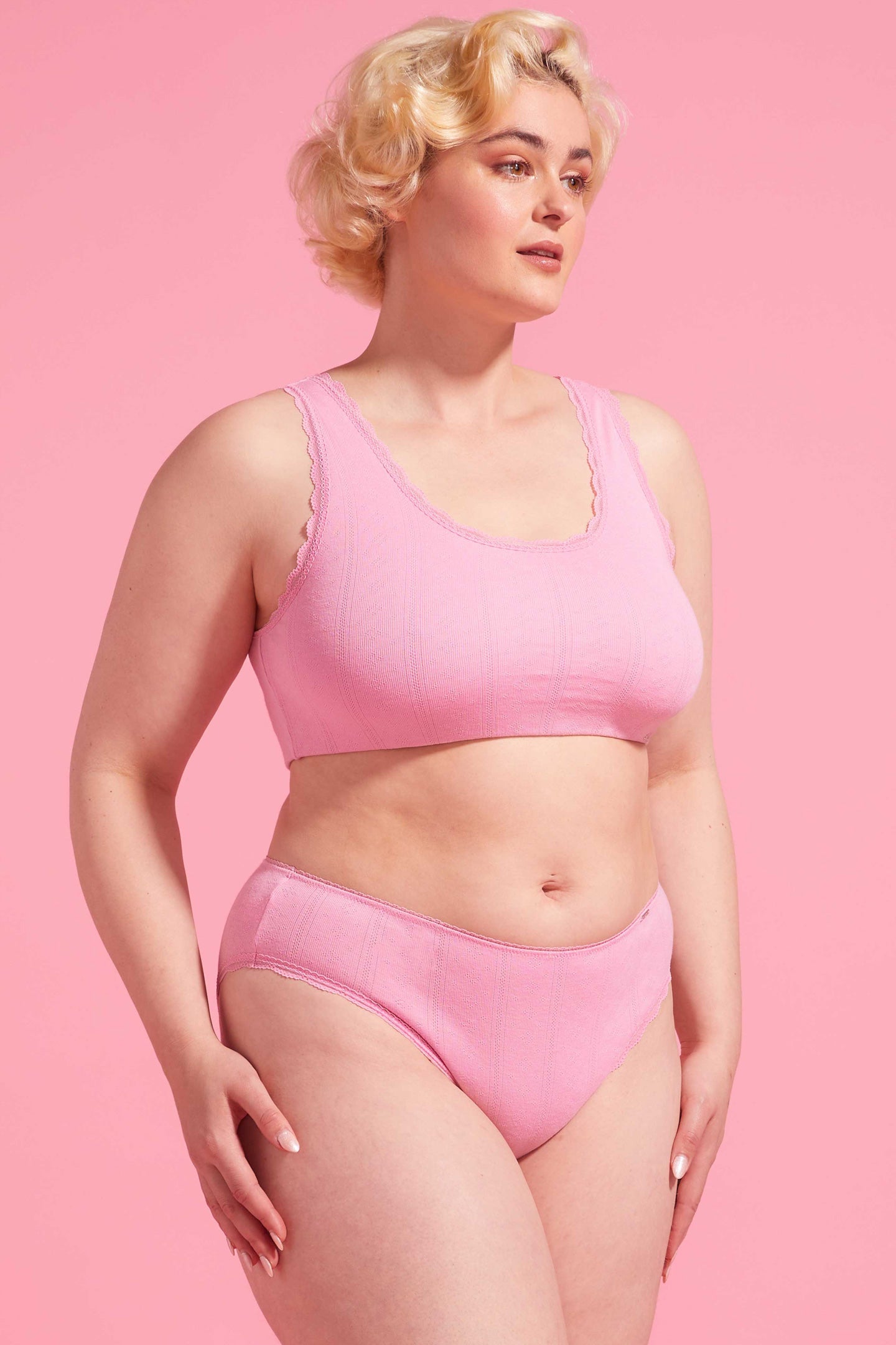 Charlotte Orchid Smoke Cotton Pointelle High Leg Bikini