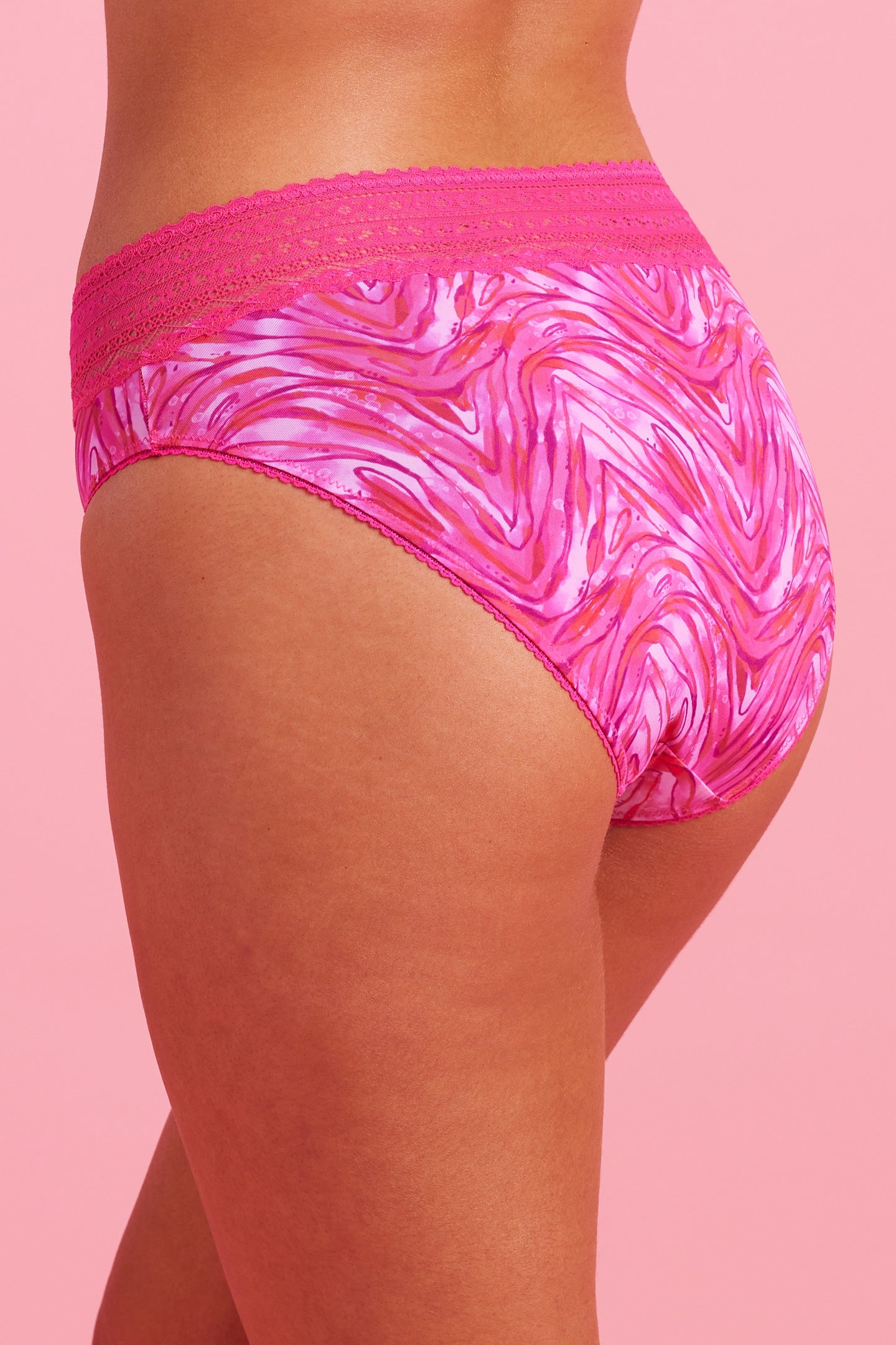 Luxe Pink Zebra Microfibre & Lace High Leg Bikini