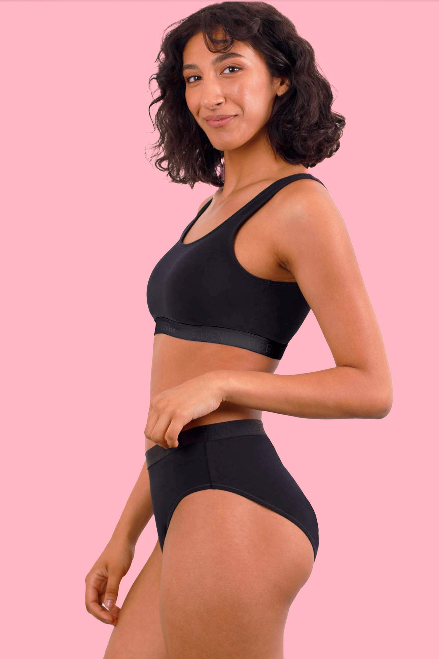 Black Recycled Cotton High Leg Bikini Set
