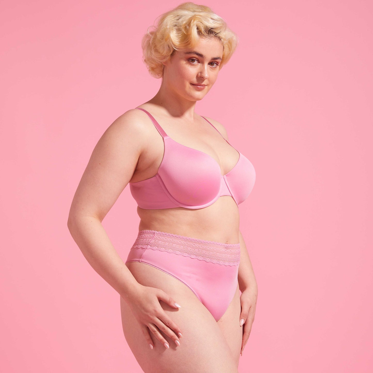Orchid Smoke Microfibre & Lace High Waist G-string Set