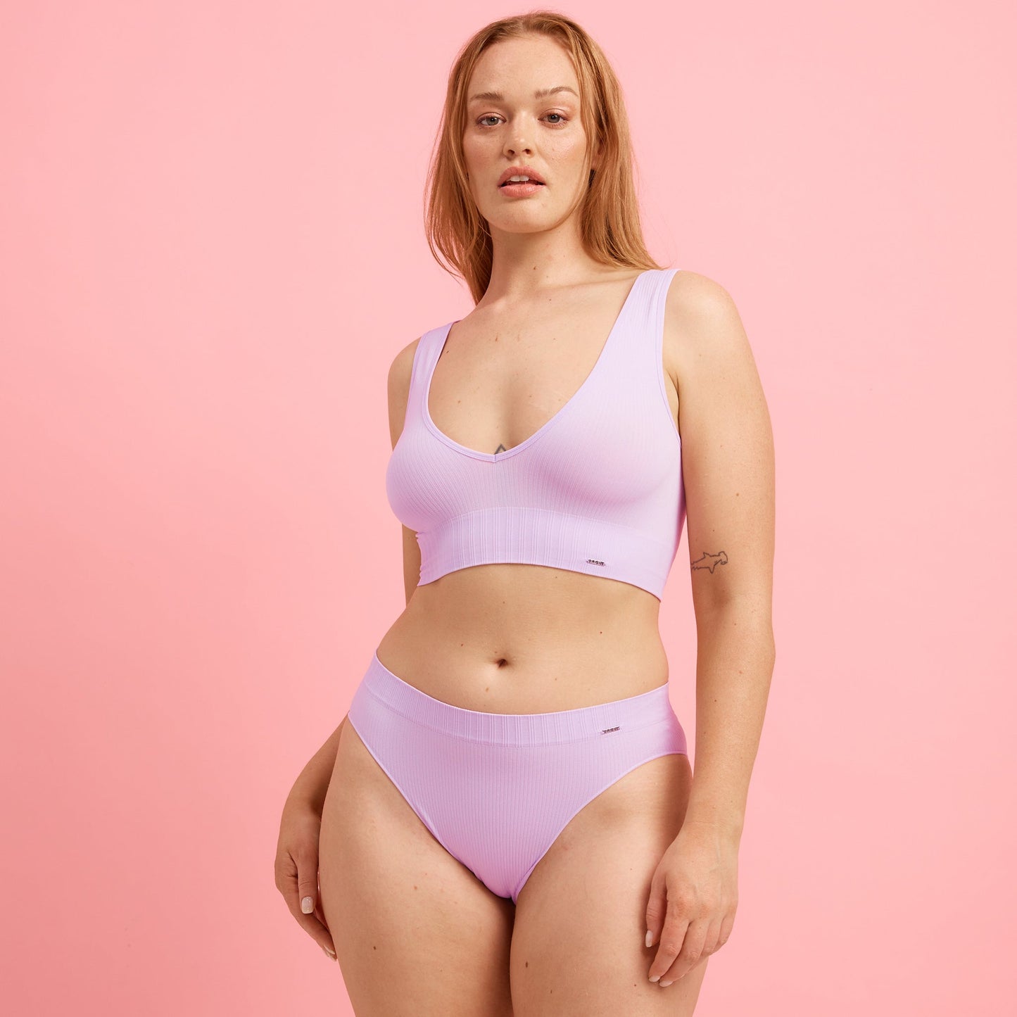 Orchid Ribbed Seamfree High Leg Bikini Set