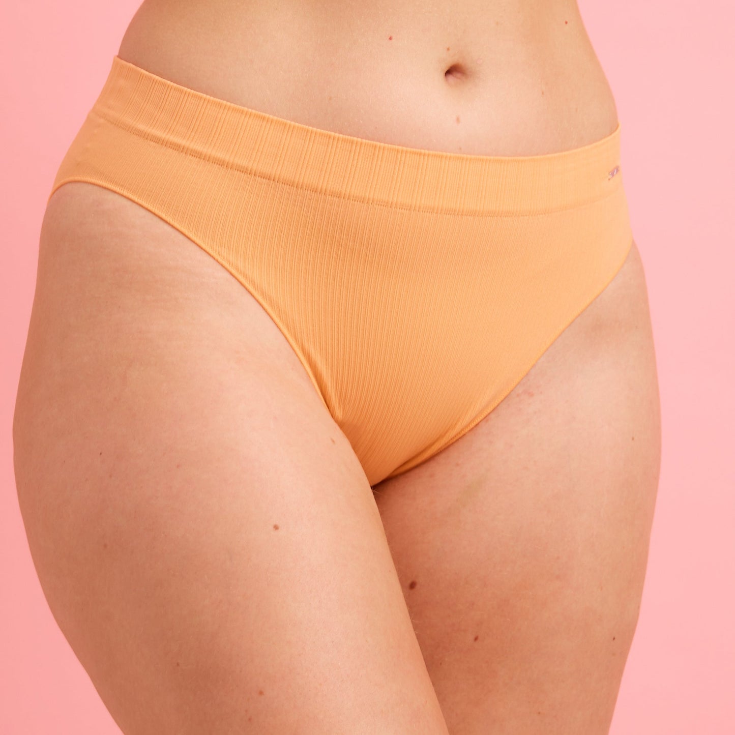Tangerine Ribbed Seamfree High Leg Bikini