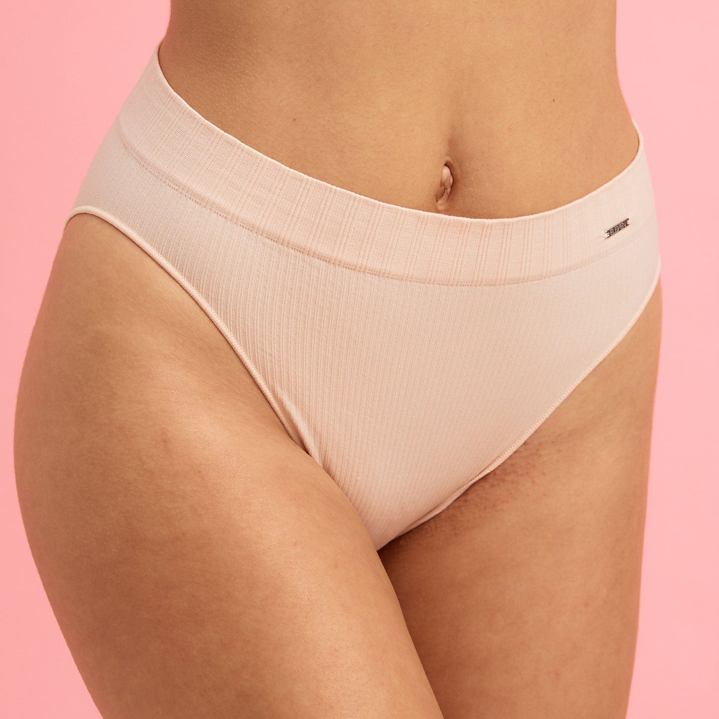 Taupe Ribbed Seamfree High Leg Bikini