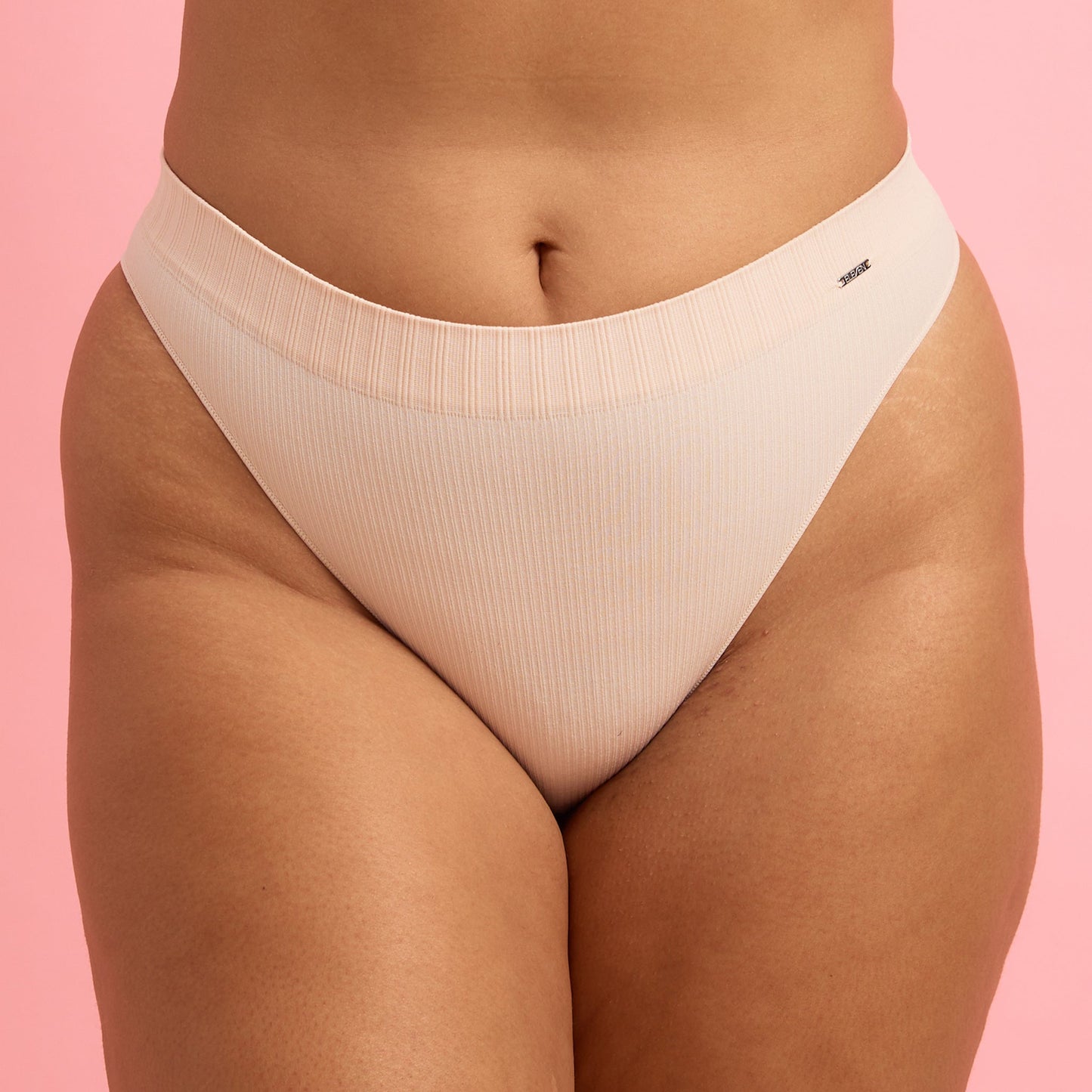 Taupe Ribbed Seamfree High Waist G-string