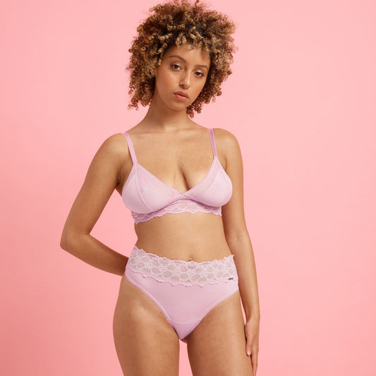 Luxe Orchid Microfibre & Lace High Waist G-string