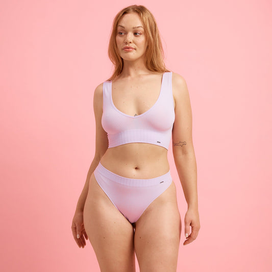 Orchid Ribbed Seamfree High Waist G-string Set