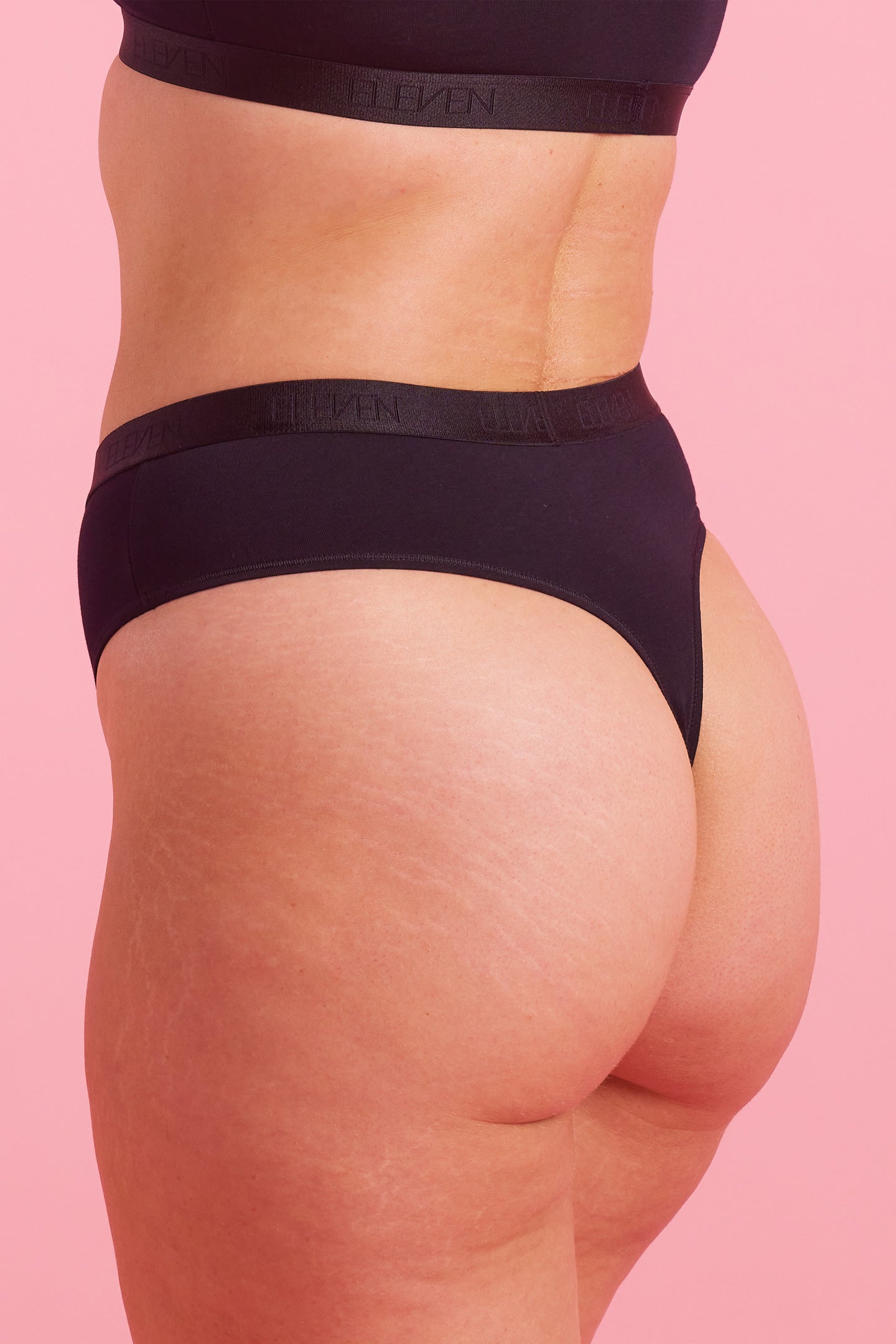 Black Recycled Cotton High Waist G String Set