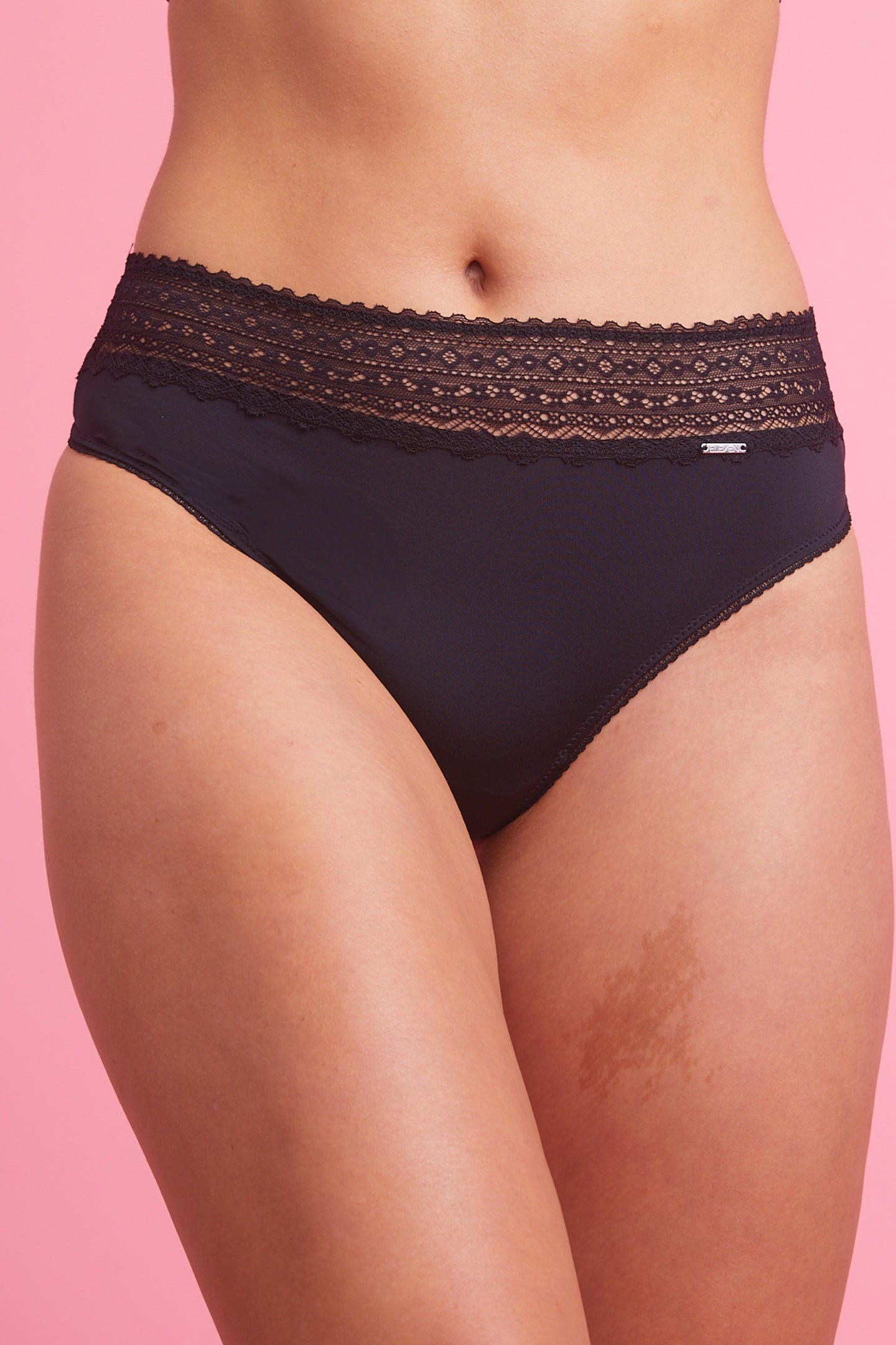 Luxe Microfibre & Lace Black High Waist G-string