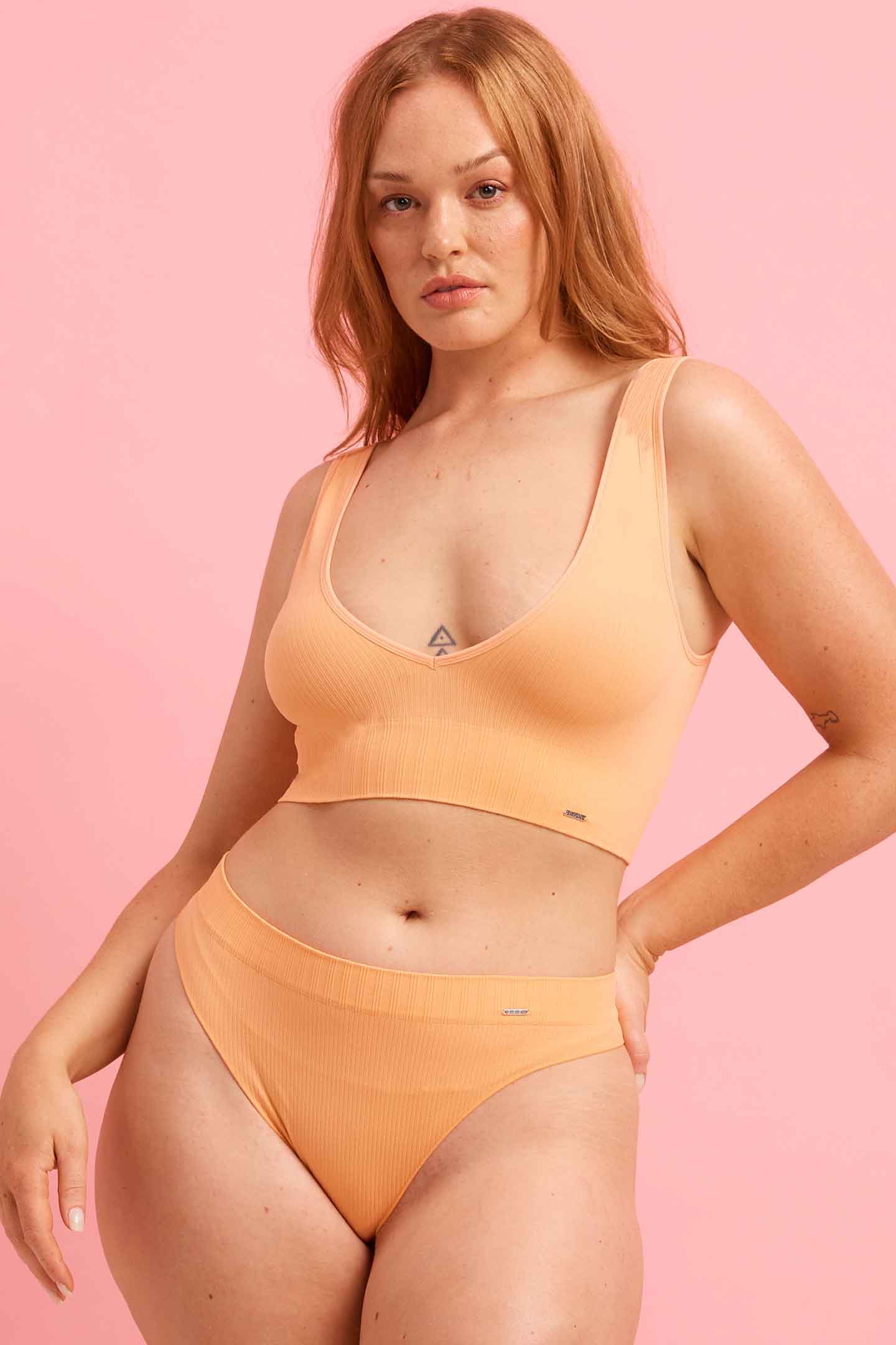 Tangerine Ribbed Seamfree High Waist G-string