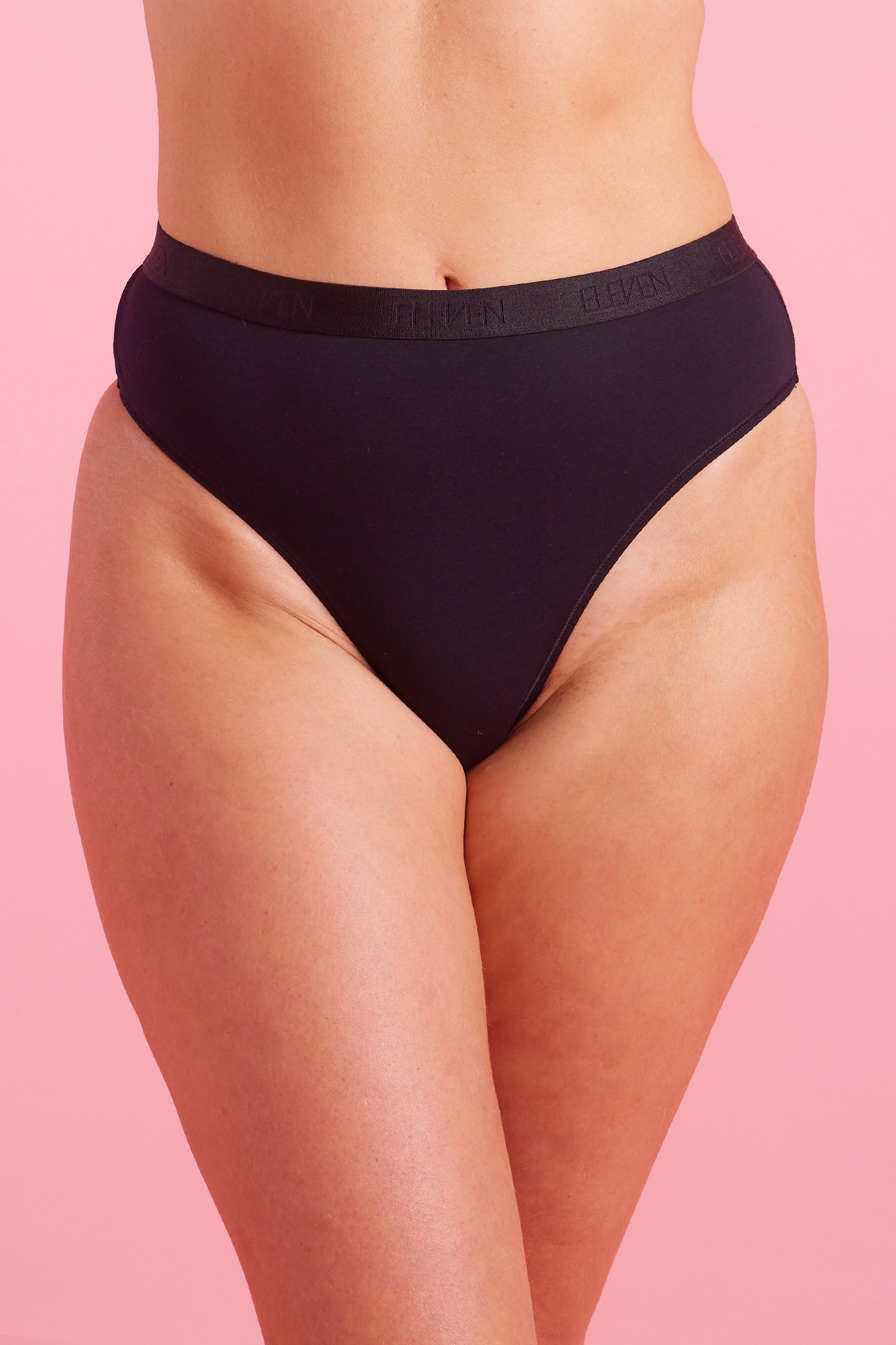 Black Recycled Cotton High Waist G String Set