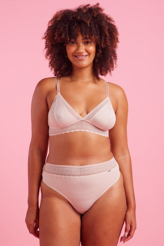 Luxe Microfibre & Lace Taupe High Waist G-string