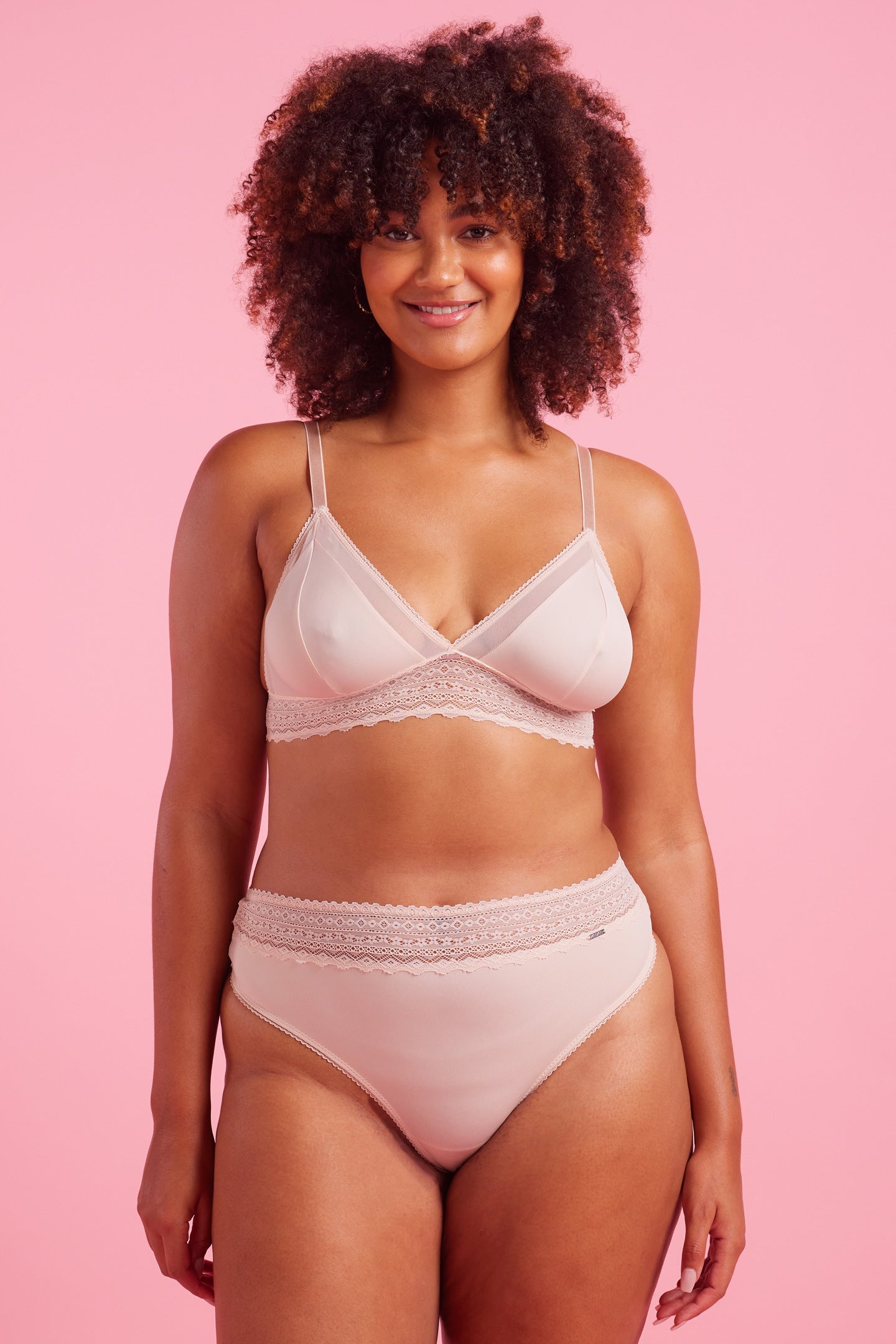Luxe Microfibre & Lace Taupe High Waist G-string Set