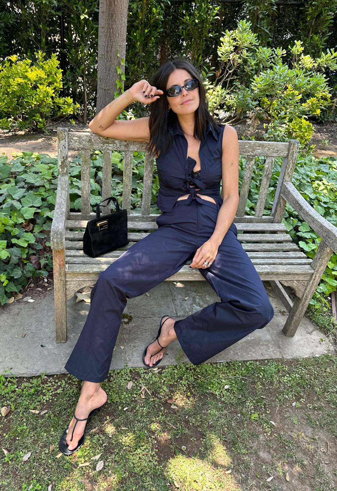 ALLURE TIE TOP - NAVY