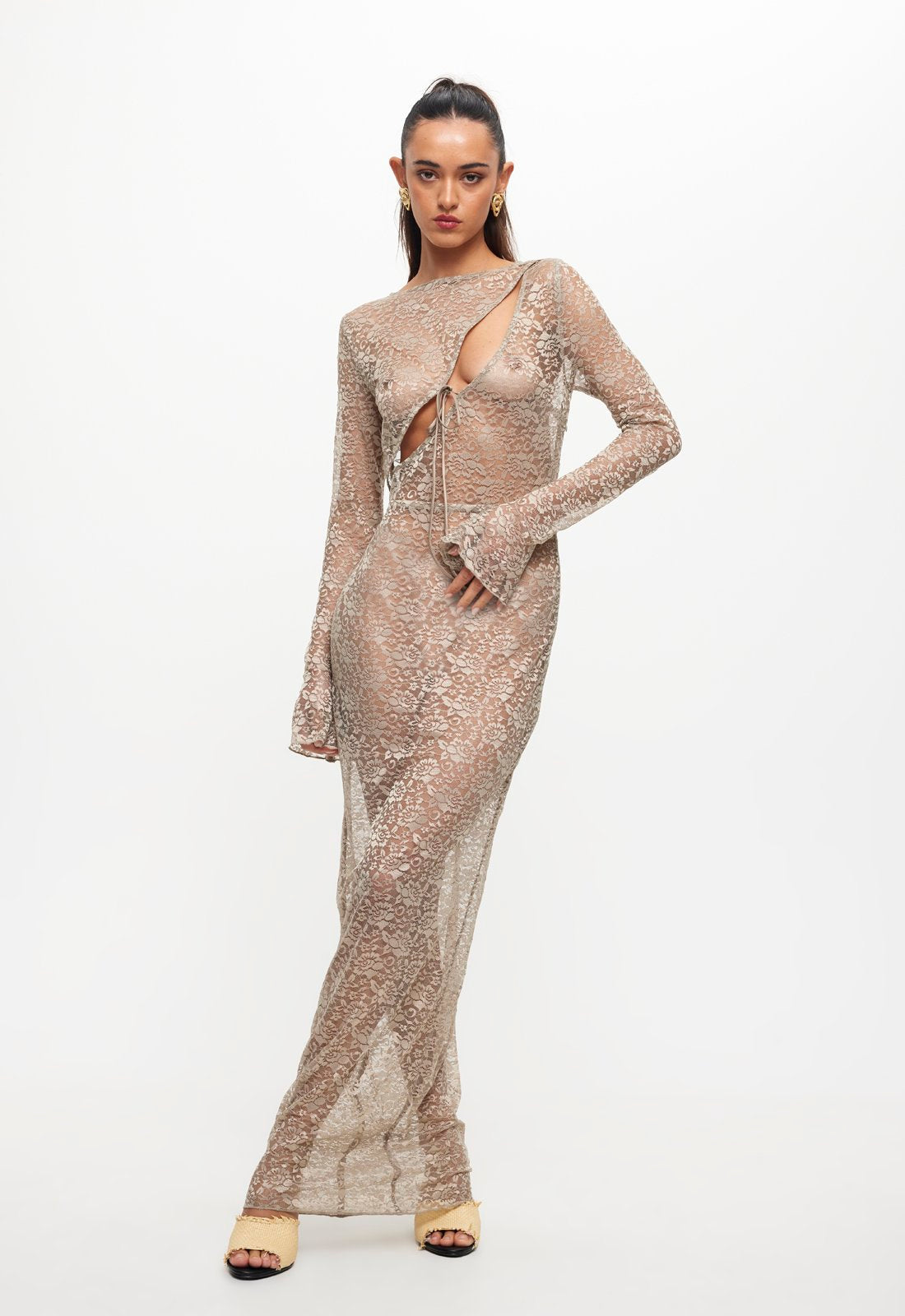 FEVER LACE MAXI DRESS - SAGE