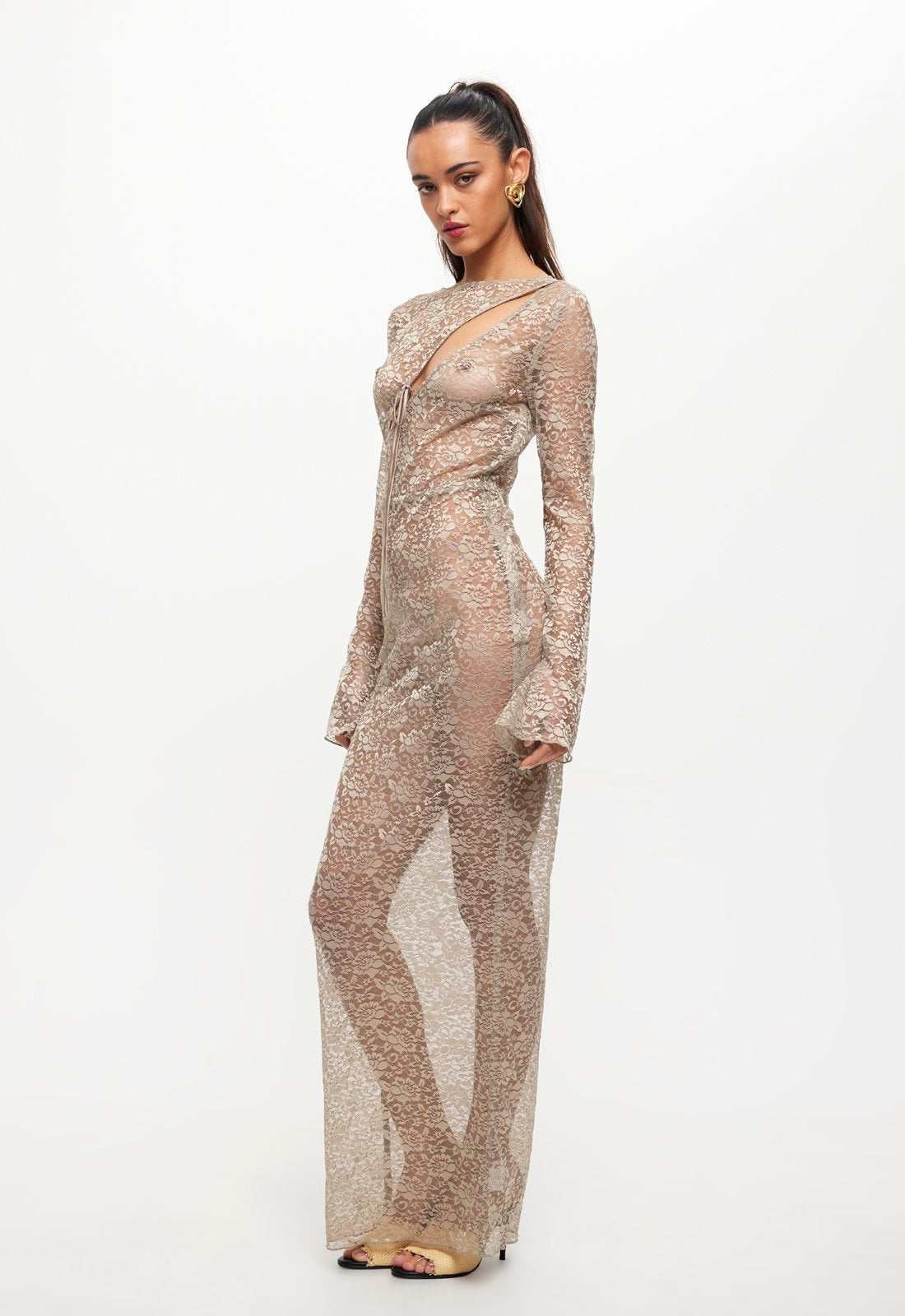 FEVER LACE MAXI DRESS - SAGE