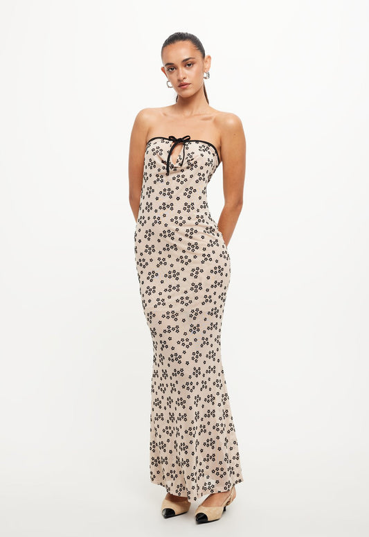 ILLUMINATING MAXI DRESS - BEIGE FLORAL