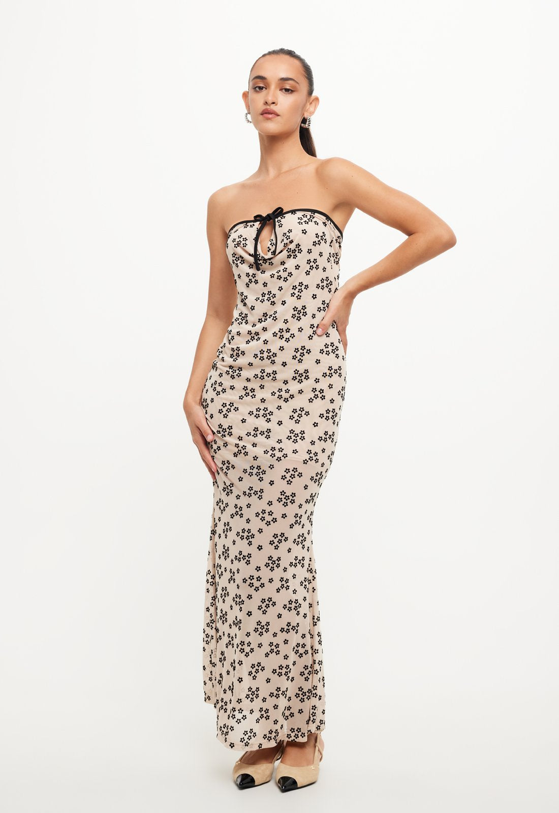 ILLUMINATING MAXI DRESS - BEIGE FLORAL