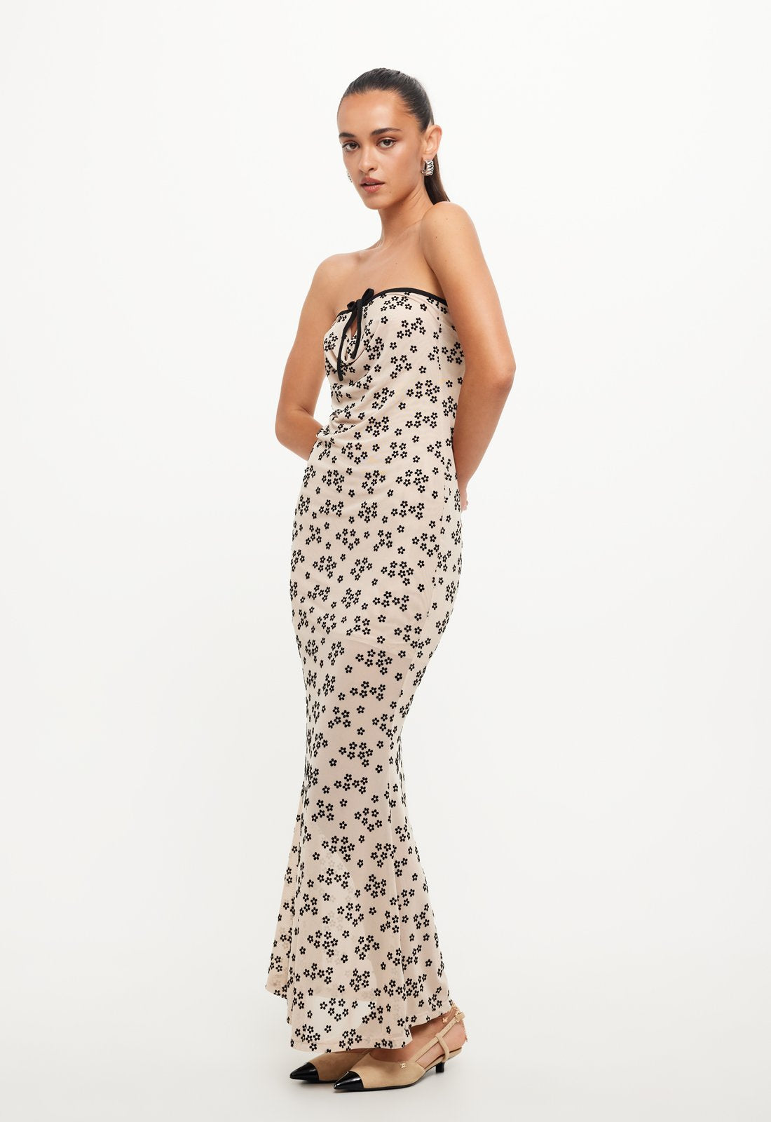 ILLUMINATING MAXI DRESS - BEIGE FLORAL