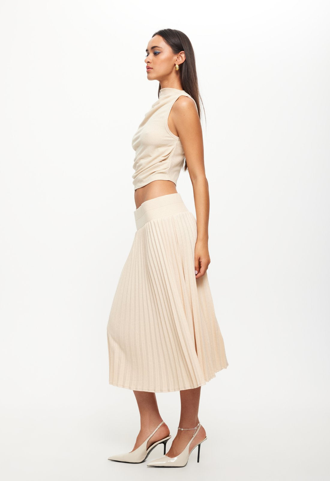 SYDNEY PLEAT SKIRT - OATMEAL