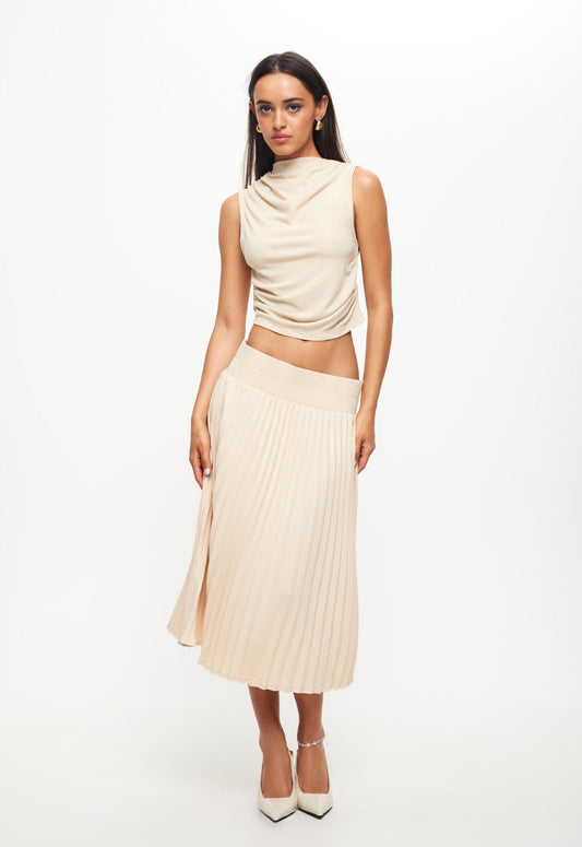 SYDNEY PLEAT SKIRT - OATMEAL