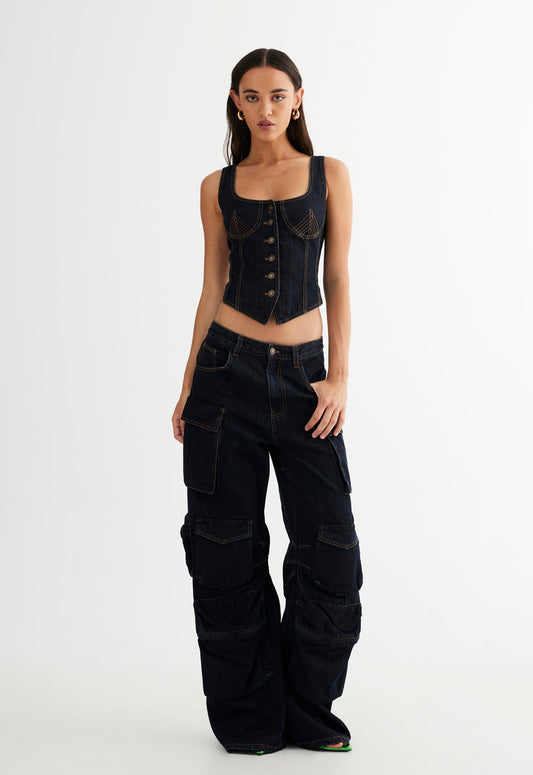 AFTER HOURS CORSET - DARK DENIM